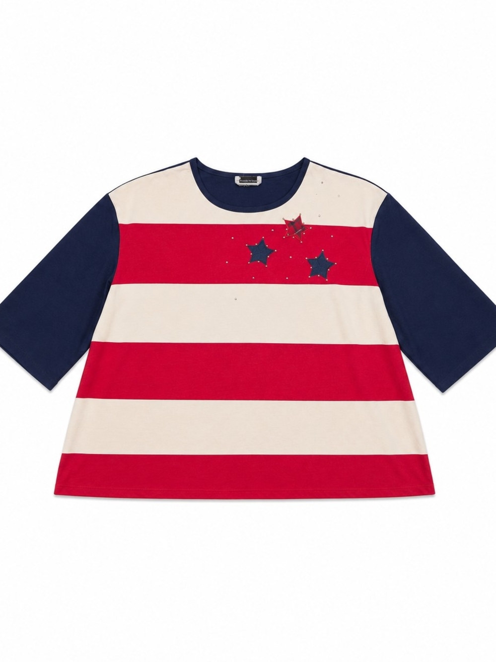 Maggie Barnes Red, White & Blue Star Stripe Tee, Size 5XL NWT